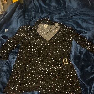 Anne Klein Black and Pink Polka Dot Top